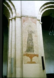 Wall painting from a Norman nave pier